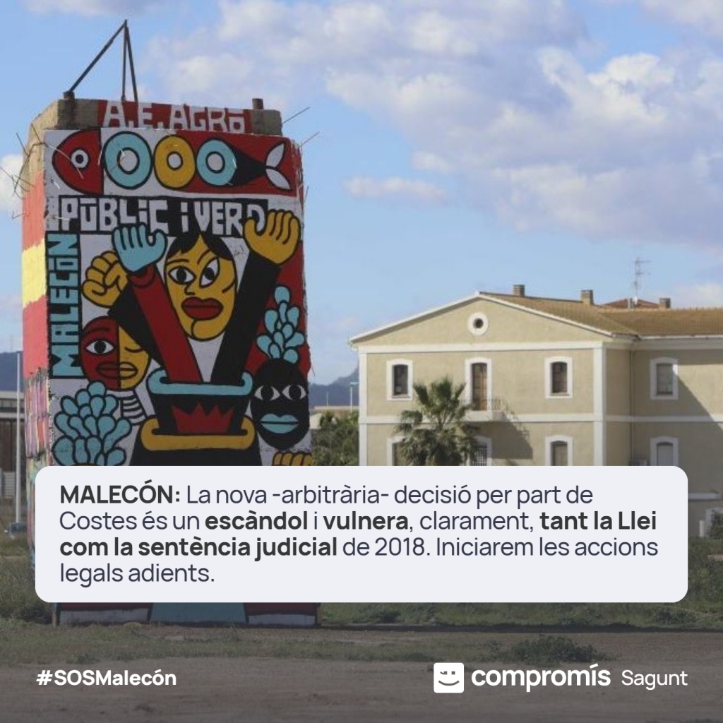 El Malecón nou deslinde Compromís per Sagunt. DIREM NO ALS TRIBUNALS.
